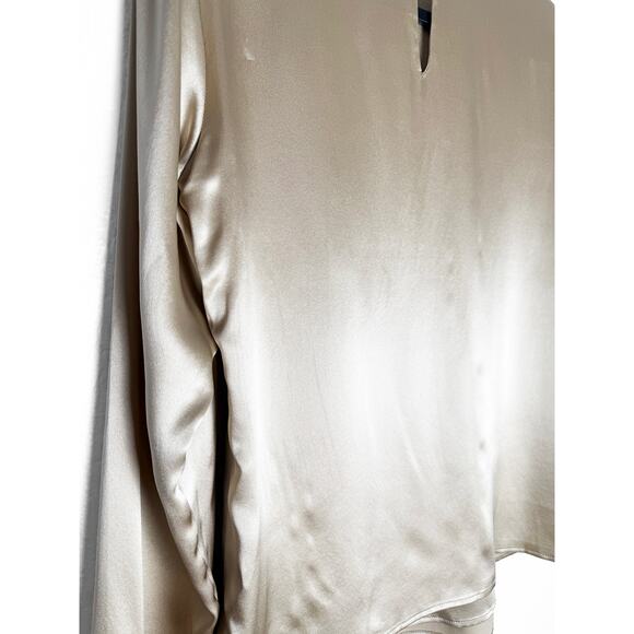 Kiton Napoli Womens 100% Silk Blouse Pleated Neckline Long Sleeve Designer Italy - Picture 5 of 11